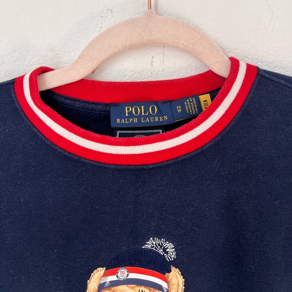 Polo Ralph Lauren 2022 Team USA Olympic Bear Pullover Blue Cotton Sweatshirt X - Picture 5 of 11
